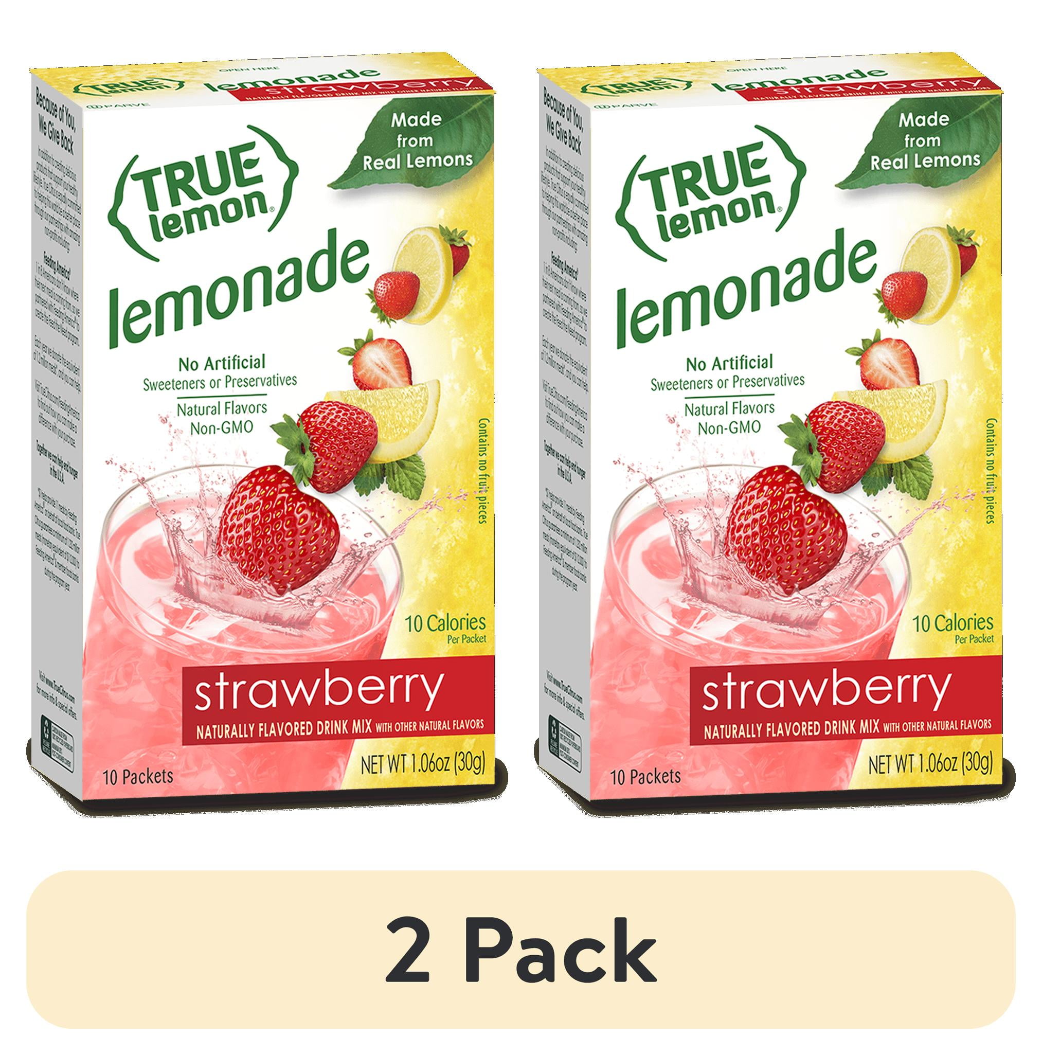 (2 pack) (10 Packets) True Lemon Strawberry Lemonade Stevia Sweetened