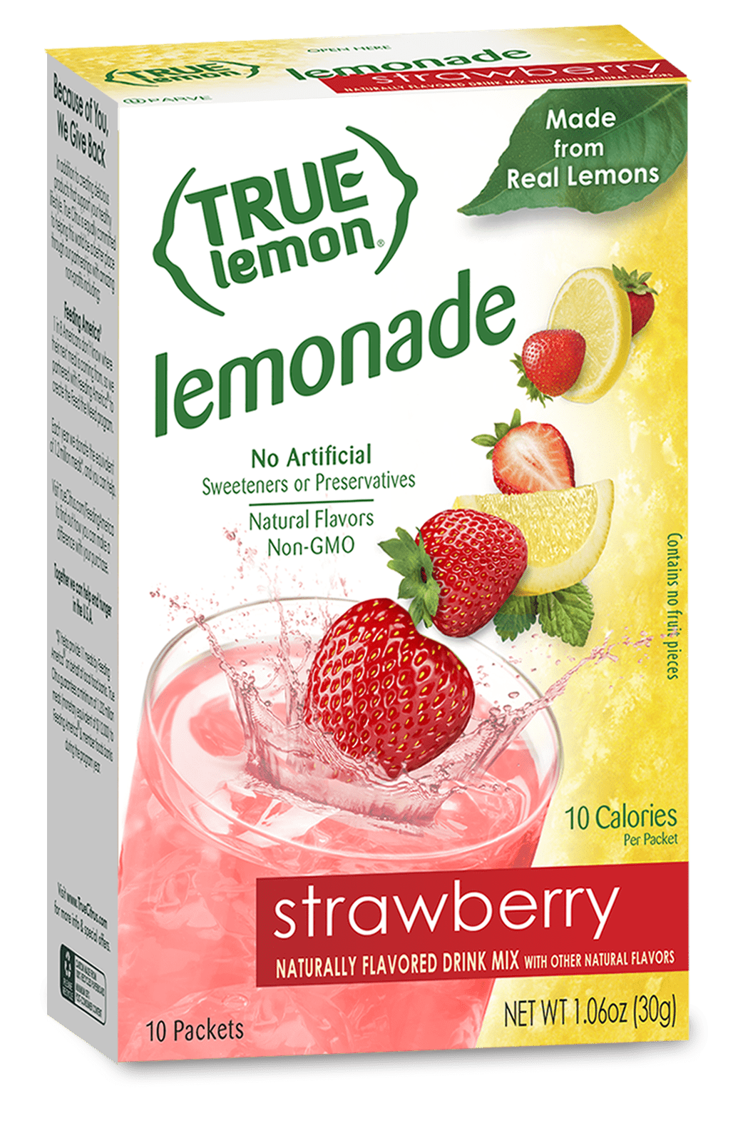 (10 Packets) True Lemon Strawberry Lemonade Stevia Sweetened, OnTheGo