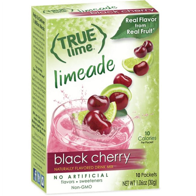 (10 Packets) True Lime Black Cherry Limeade Stevia Sweetened, OnTheGo, Caffeine Free Powdered