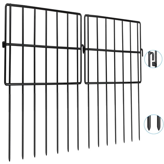 10 Packl Barrier Fences 1.5" Gap No Digging Garden Fence Panels Metals Black Deterrent For Dogs Rabbits Decorative Outdoor Landscape Patio Total 10 Ft(l)*13 In(h)