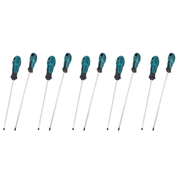10 Packs 12 Inches Long Slotted and  Screwdriver Flat Blade Screwdriver Magnetic Screwdriver with Rubber Handle