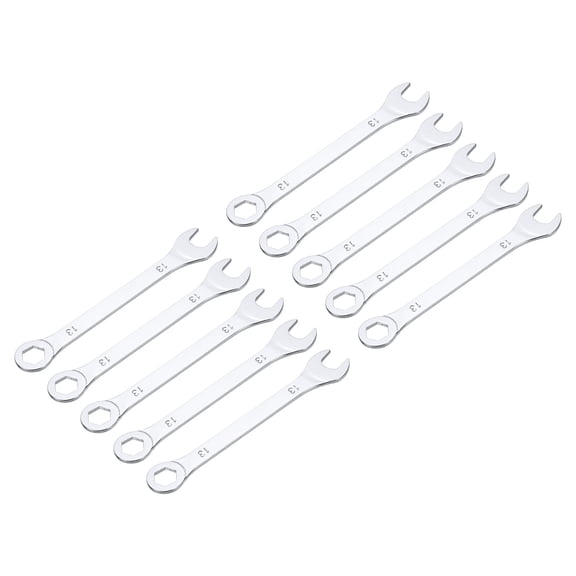 10 Packs 13mm Thin Combination Wrench with Offset 6-Point End and Angled Open End