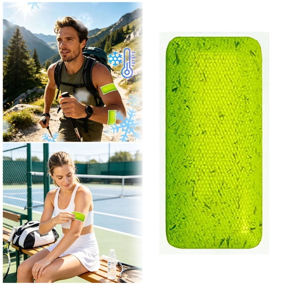 10 Pack 20 Sheets Quick Cooling Gel Forehead Patches, Portable Heat Relief Cooling Strips for Outdoor Sports Hiking Cycling Camping, Green
