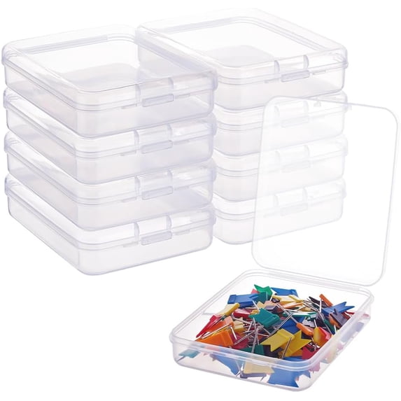 10 Packs 3.7x4.7x1.1" Clear Rectangle Plastic Storage Box Bead Storage Containers with Lids for Cards Clips and Other Craft Accessories