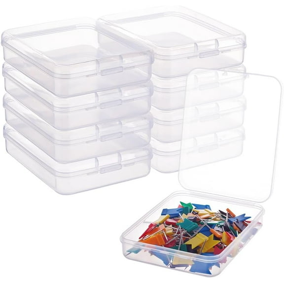 10 Packs 3.7x4.7x1.1" Clear Rectangle Plastic Storage Box Bead Storage Containers with Lids for Cards Clips and Other Craft Accessories
