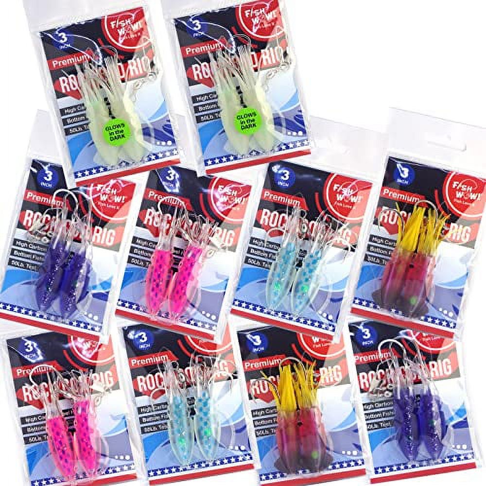10 Packs 3" Cod Rig Bulb Squids fish Bait Soft Lure 5 Colors Pink