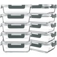 thumbnail image 1 of 10 Packs 30 oz Glass Meal Prep ContainersGlass Food Storage Containers with Lids Airtight Lunch Bento Boxes Microwave Freezer and Dishwasher Gray, 1 of 6
