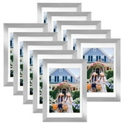 10 Packs 4x6 Picture Frames without Mat or 3.5x5 Photo Frame with Mat for Wall or Tabletop Display,Silver