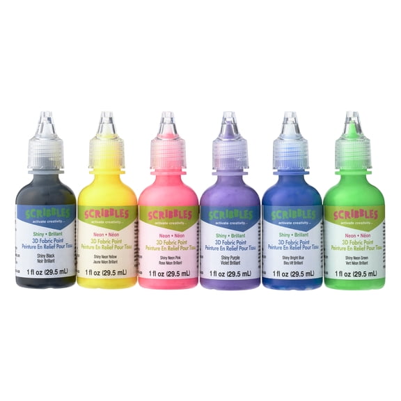 Scribbles 80's Pop 3D Fabric Paint, 10 Packs: 6 ct. (60 total)
