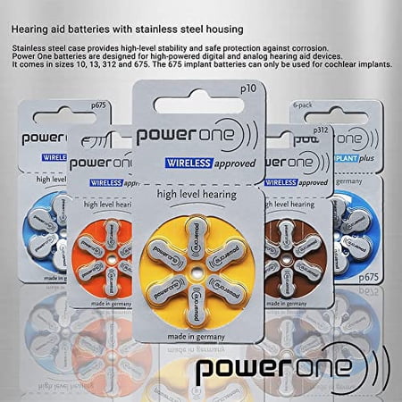 10 Packs (60 Batteries) Power One Cochlear Implant Batteries! 60 Batteries