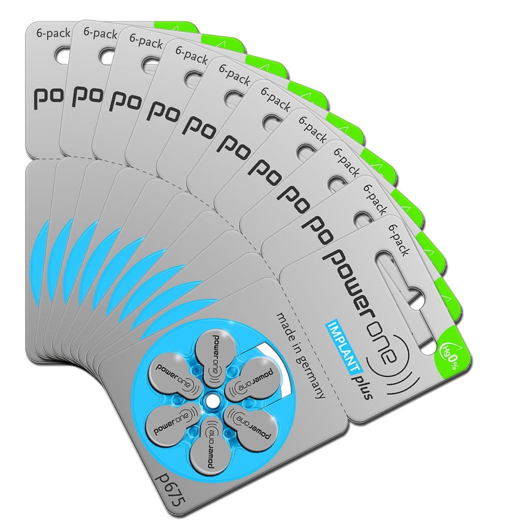 Power One Cochlear Implant Batteries, 60 Count, 10 Packs, Premium