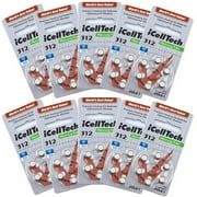 10 Packs 60 Batteries iCellTech Size 312 Hearing Aid Batteries! 60 Batteries