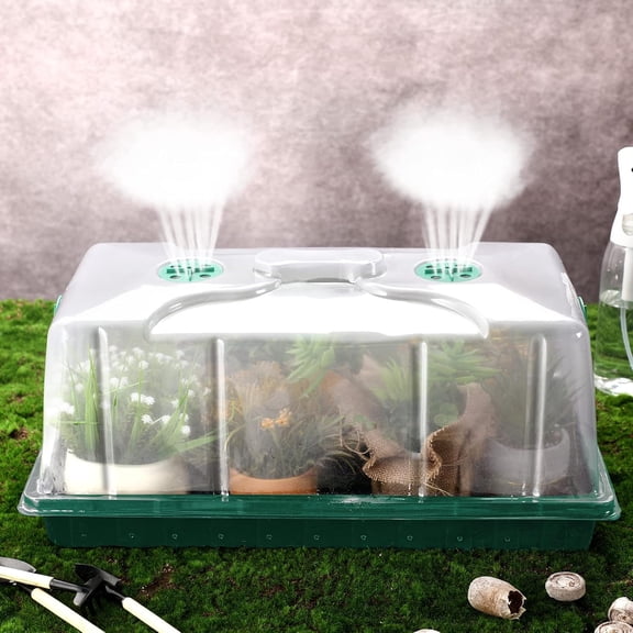 10 Packs 7 Inch Tall Humidity Vented Domes for Seed Starting Germination Kit with Clear Plastic Greenhouse Covers