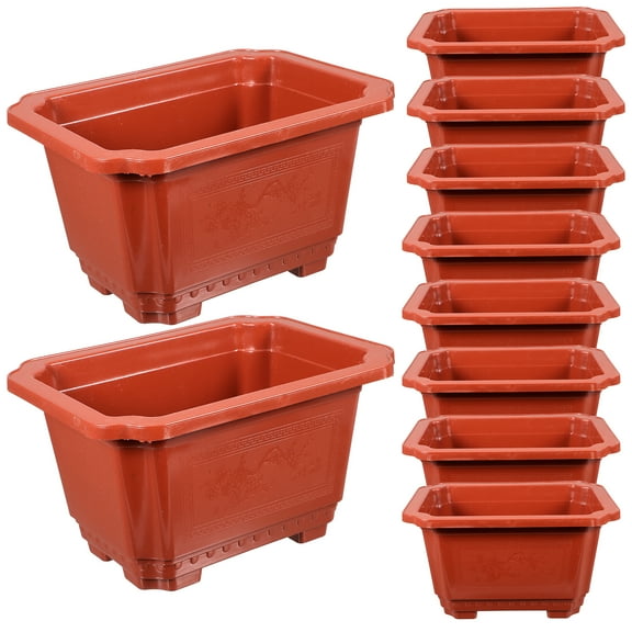Practical Dark Red Plastic Bonsai Pot for Small Plants 10Pcs