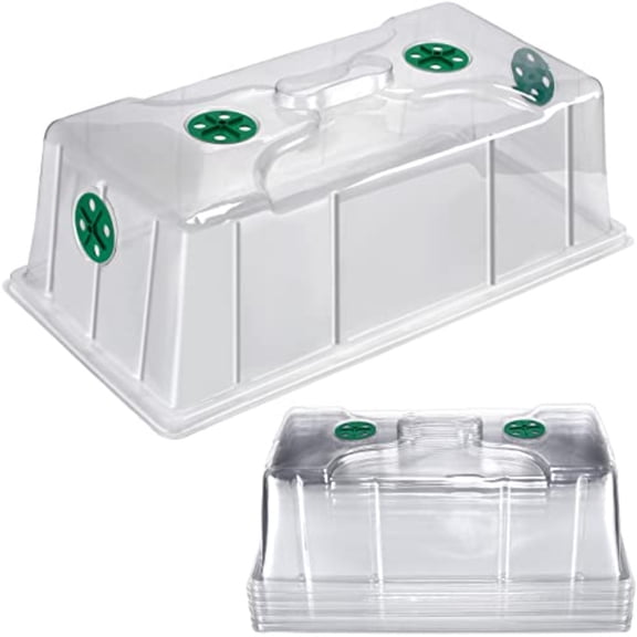 10 Packs 7'' Tall Humidity Vented Domes 1020 Flat Trays Cover Clear Plastic Greenhouse Grow Tray Covers Propagation Seed Cloning Kit for Plants Seed Starting Germination