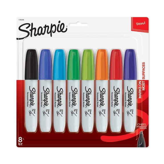 Sharpie Chisel Tip Permanent Markers, 10 Packs: 8 ct. (80 total)