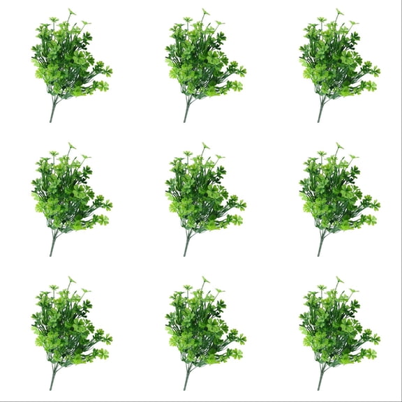 10 Packs Artificial Greenery Set with Four Leaf Clover, Flower Bouquets, Green Stems for St. Patrick's Day Spring Decorations, Wedding, Festival, Outdoor/Indoor Use