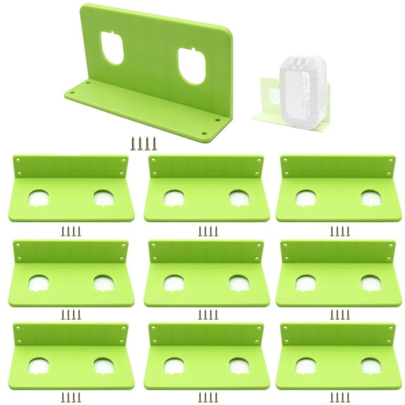 10 Packs Battery Holders Compatible with Ryobi 18V Wall Mounted Battery Holder with 2 Slots Drill Tool Storage Rack Organizer