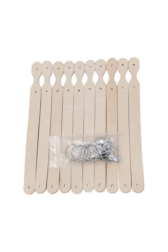 10 Packs Blank Leather Keychains -Engraving Ready Full Grain Leather Keychains-Summer Camps, Promotions Ideas