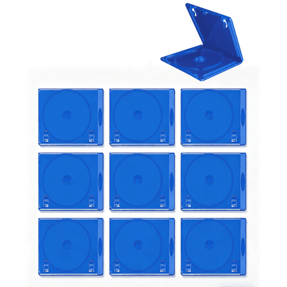 10 Packs Blue Empty Replacement Cases - Single Capacity for Blu-Ray