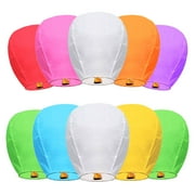 10 Packs Chinese Paper Lanterns to Release in Sky Paper Flying Lanterns Wishing Lanterns for Weddings, Birthdays, Memorials，Parties(Multicolour)