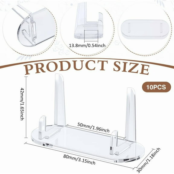 10 Packs Clear Acrylic Easels Display Stands Plate Postcard Display Holder Photo Frame Stand Transparent Acrylic Accessories Organizer for Card Book Picture Tabletop Home Decor