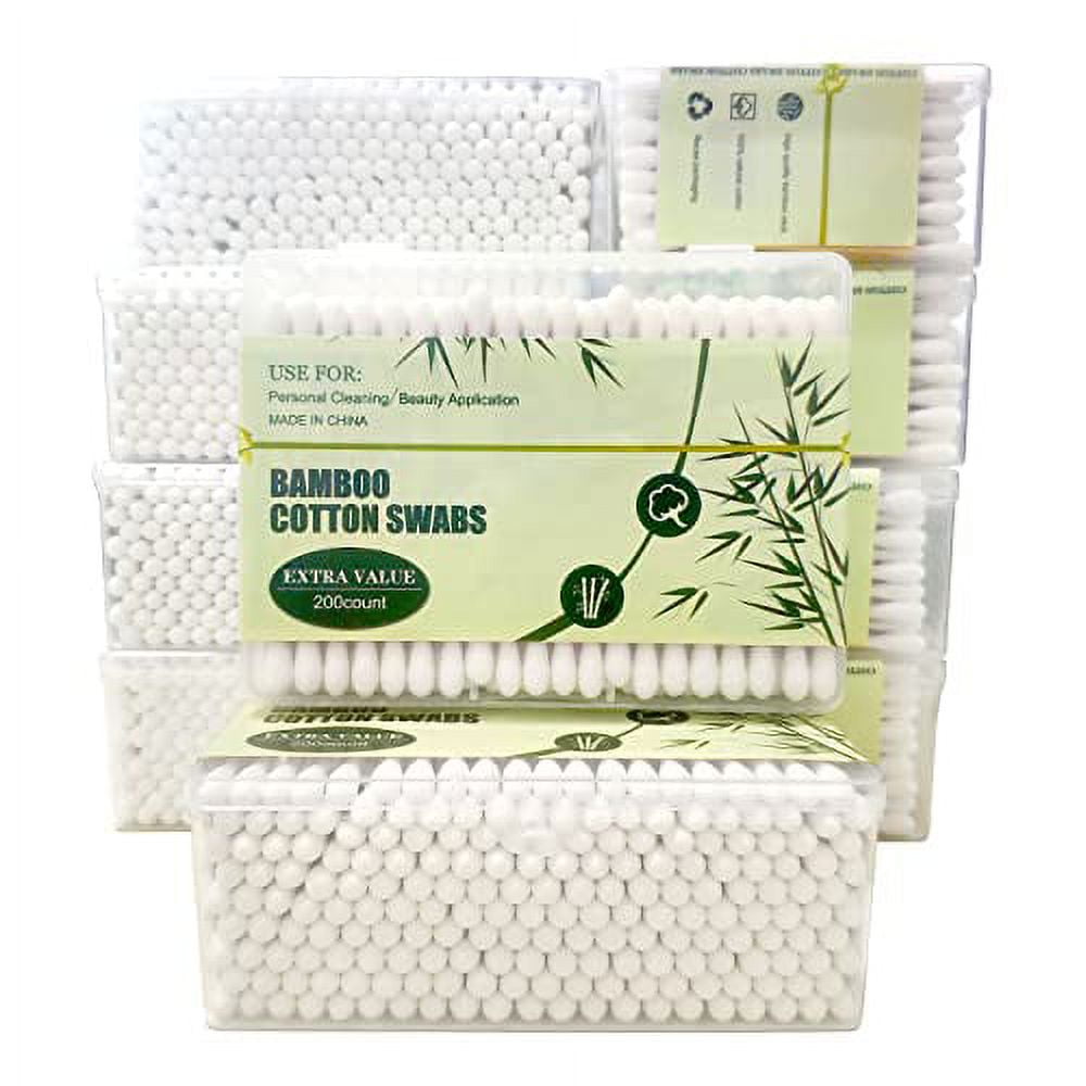 10 Packs Cotton Swabs with Bamboo Sticks/Biodegradable Cotton Buds 2000pcs