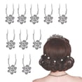 thumbnail image 1 of 10 Packs Crystal Hair Pins Rhinestone Flower Wedding Hair Piece Rose Rhinestone Insert Hair Accessories for Brides and Bridesmaids Banquet Head Jewelry - White, 1 of 5