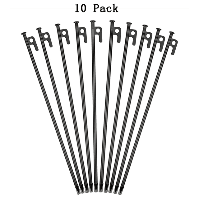 (10 Packs)DANCHEL Outdoor General Purpose 16" Extra Long Steel Tent