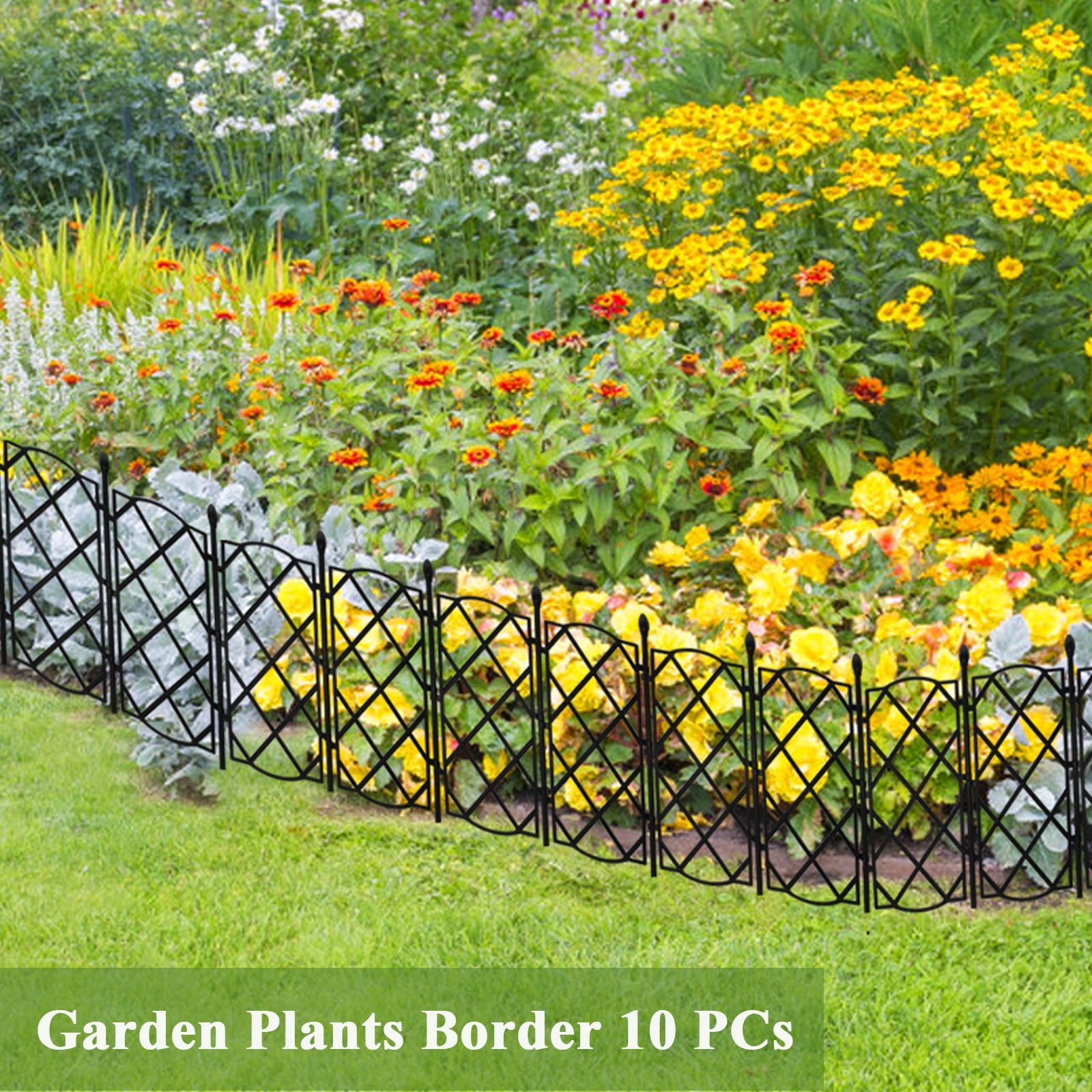 10 Packs Decorative Garden Fence Panels, 13.7In(H)x5FT(L) Rustproof Metal Wire Panel Garden Fencing Animal Barrier, Garden Trellis for Climbing Plants Yard Landscape Patio Outdoor Decor