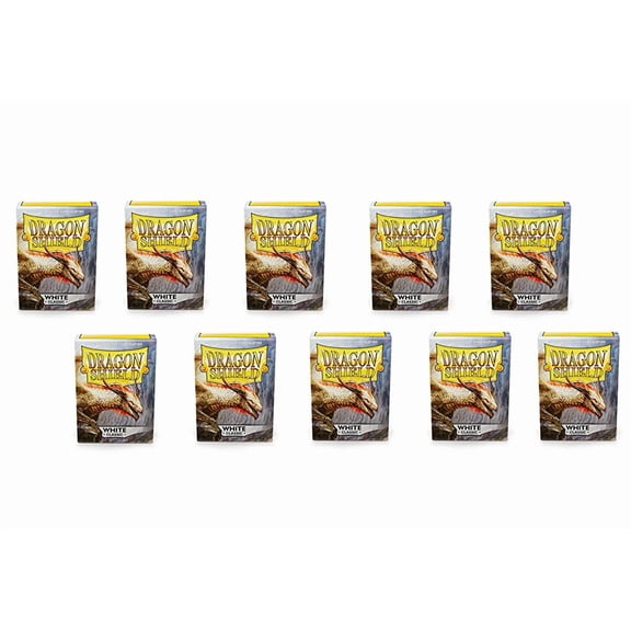 10 Packs Dragon Shield Classic White Standard Size 100 ct Card Sleeves Display Case