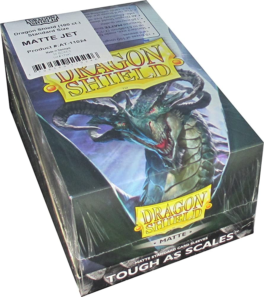 10 Packs Dragon Shield Matte Jet Standard Size 100 ct Card Sleeves Display Case