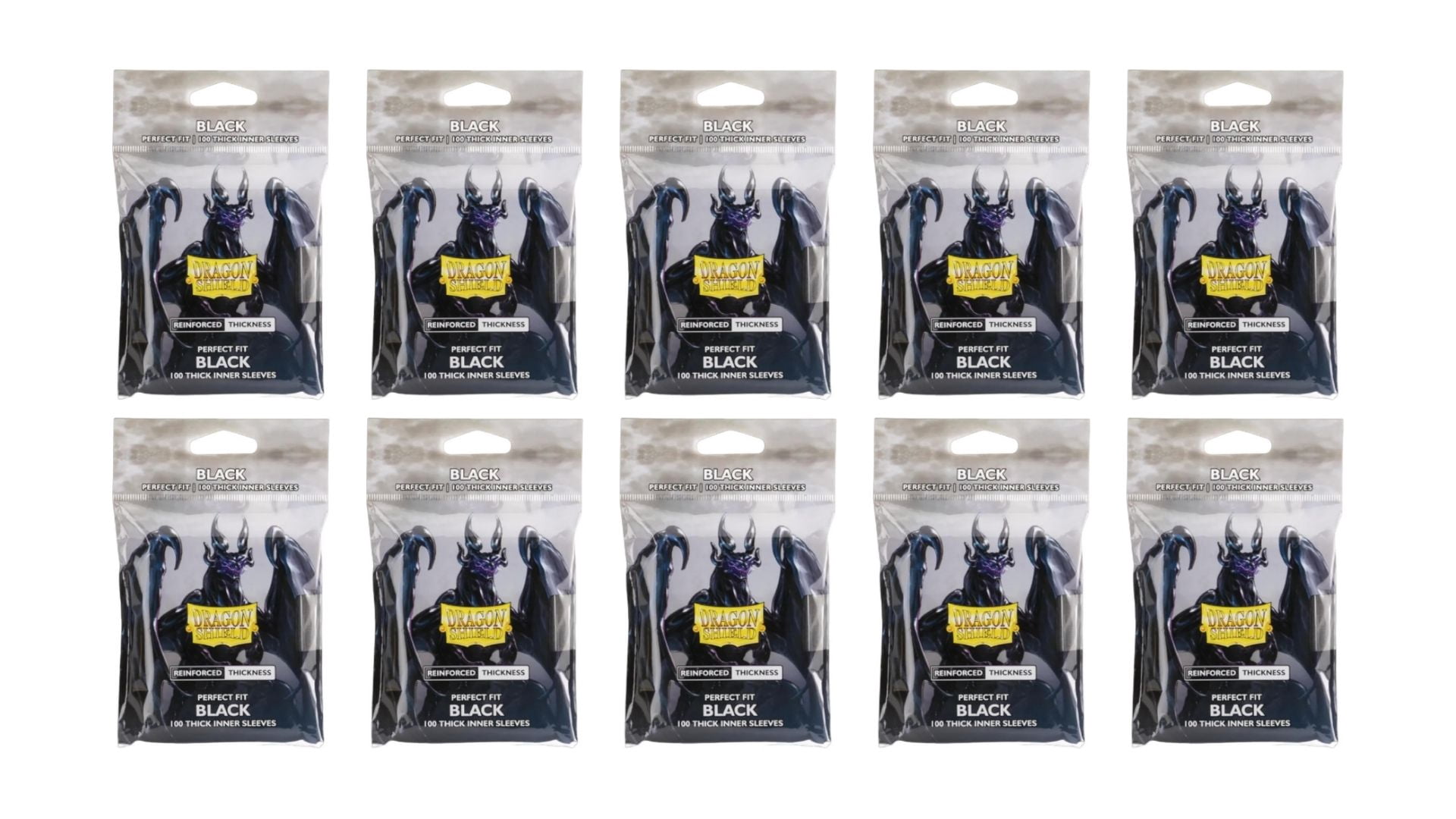 10 Packs Dragon Shield Thick Inner Sleeve Standard Size 100 ct Card Sleeves - Black