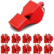 10 Packs Emergency Whistles with Lanyard Red Safety Whistle for Lifeguard Outdoor Emergency Camping Hiking Boating Loud Signaling Whistles