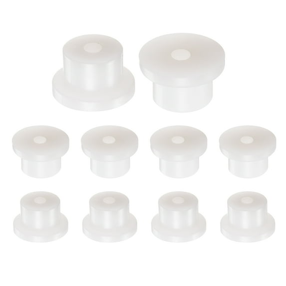 Uxcell Flanged Sleeve Bearings Plastic Bushings Nylon Bushings, White 8x25.5x20mm 10Pcs