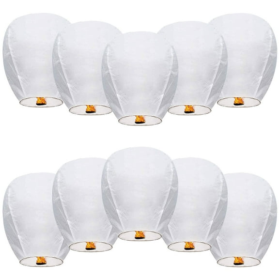 10 Packs Handmade Chinese Lanterns Holiday Decorations, White Decorat Lanterns Chinese Paper Lanterns New Year Decorations ,Wishes for Celebrations, Birthday Parties, Weddings, Anniversaries