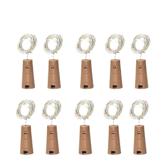 10 Packs Including Battery Led Wine Bottle Stopper Copper Wire Light String 2M 20LED Atmosphere Dec Warm White Light
