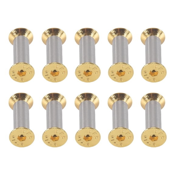 10 Packs Knife Handle Screws Rivets Bolts Fasteners, Gold Hex Flat Head Screws, Knives Maker Screws