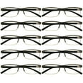thumbnail image 1 of 10 Packs Mens Rectangle Half Frame Reading Glasses Blue Light Blocking Black Spring Hinge Readers +1.75, 1 of 5
