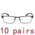 thumbnail image 1 of 10 Packs Mens Rectangular Classic Metal Frame Reading Glasses Black Spring Hinge Readers +2.00, 1 of 6