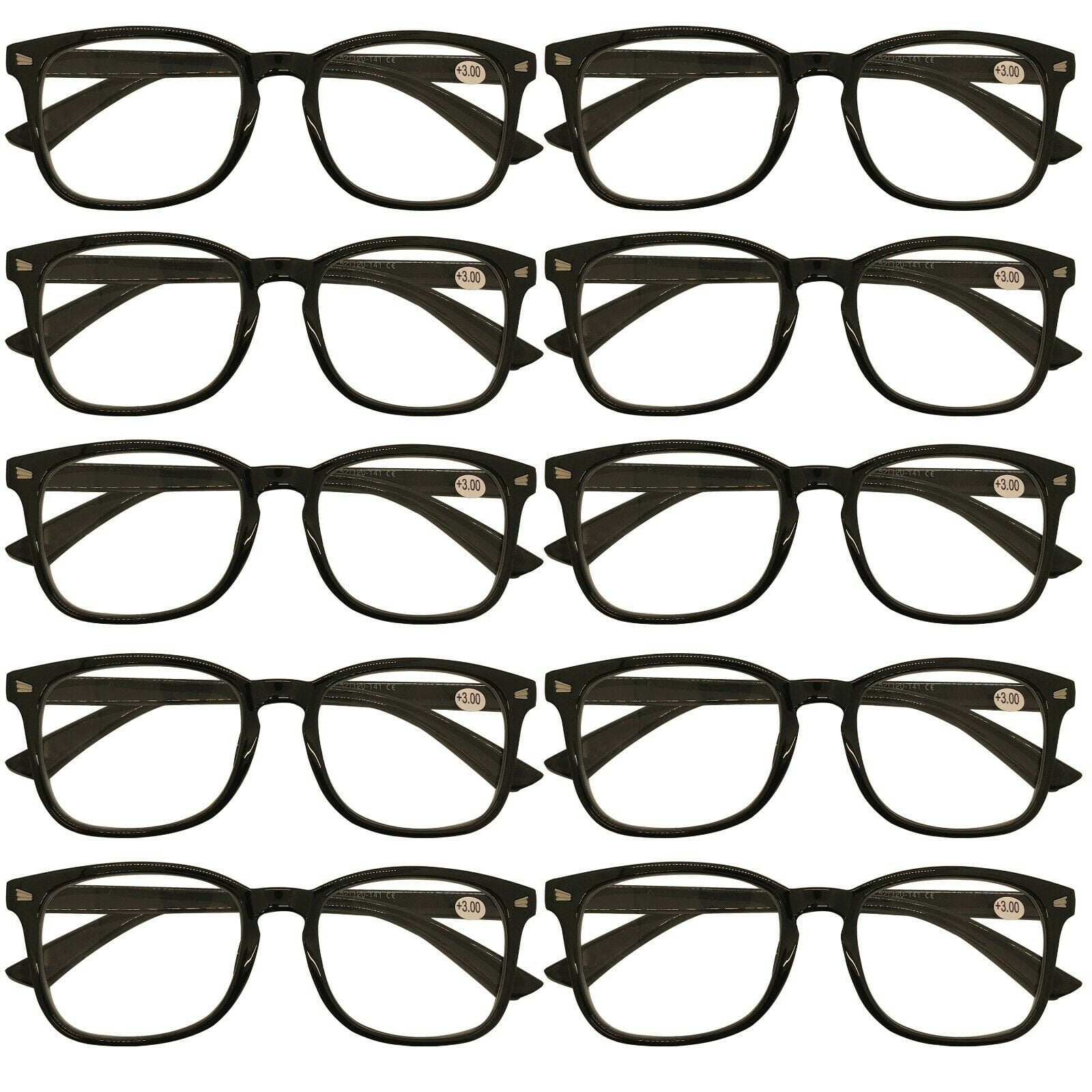 10 Packs Mens Womens Oval Round Frame Reading Glasses Blue Light Blocking Readers +3.50
