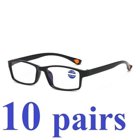 10 Packs Mens Womens Rectangle Reading Glasses Blue Light Blocking Readers +2.50