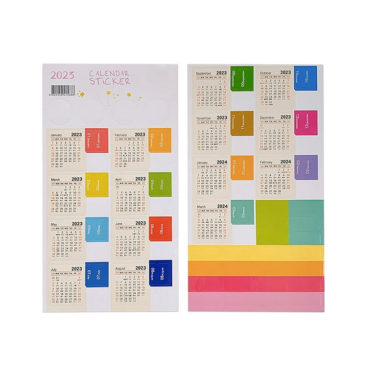 10 Packs Of 2023 To 2024 Year Calendar Index Stickers Diary Handbook  Classification Label Stickers 1 Pack 2 Sheets Lights for Pictures Sketch  Book