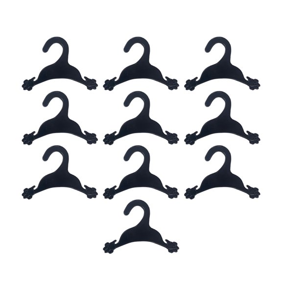 10 Packs Pet Apparel Hangers, Black Pet Clothes Hangers Cute Plastic Strong Paw Print for Dog Cat Pet Toddler Small Coat Hanger - S