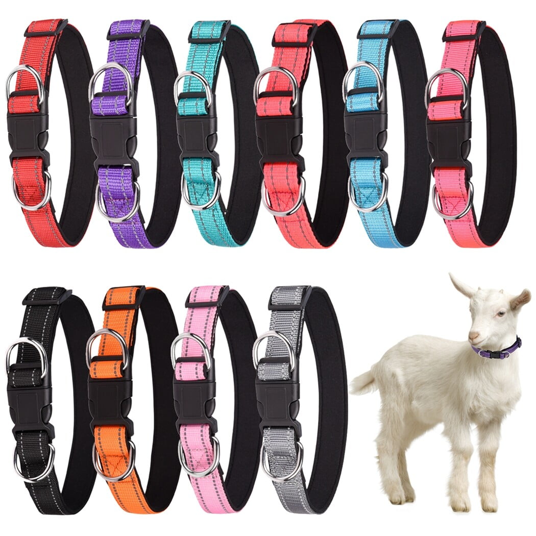 10 Packs Reflective Goat Collars, 10 Packs Crisp Sweet Bells, Adjustable Sheep Collars With