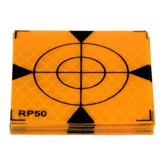 10 Packs Reflector Target Sheets 50mm Self Adhesive Reflective Tape Survey Target for Total Stations, Yellow