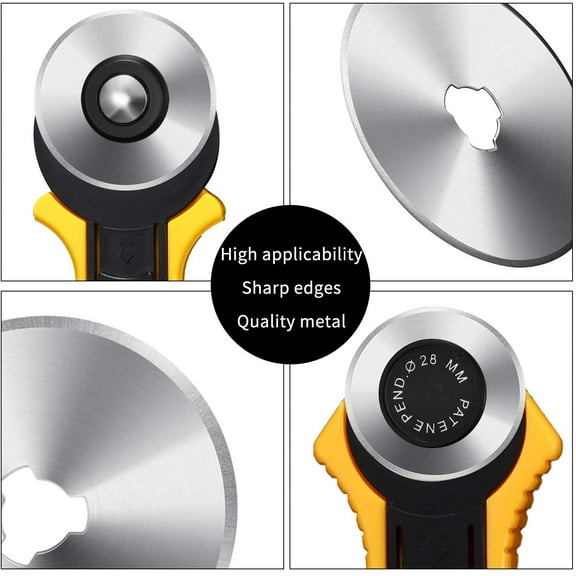 10 Packs Rotary Cutter Blades Replacement Blades Compatible for Fiskars Olfa Martelli Truecut Cutter for Patchwork Leather Quilting Sewing Arts Crafts (28 mm)