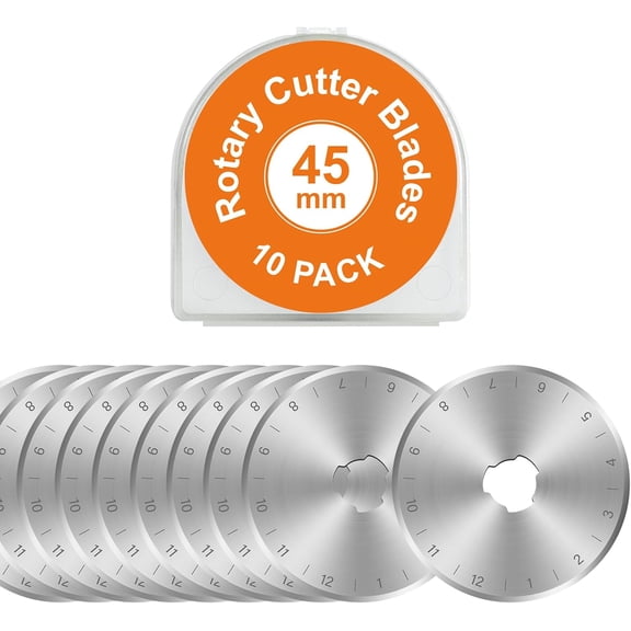 10 Packs Rotary Cutter Blades Replacement Blades Compatible for Fiskars Olfa Martelli Truecut Cutter for Patchwork Leather Quilting Sewing Arts Crafts (45 mm)