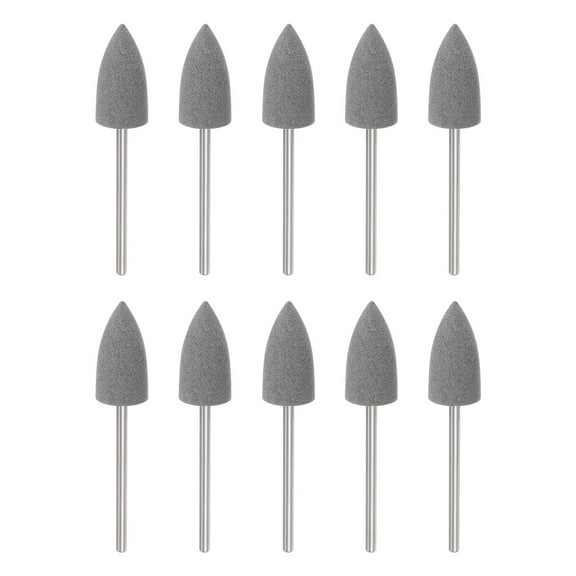 10 Packs Rubber Polishing Bit Silicone Buffing Wheels 120 Grit 10mm Dia Mounted Grinding Head, Tapered Shape