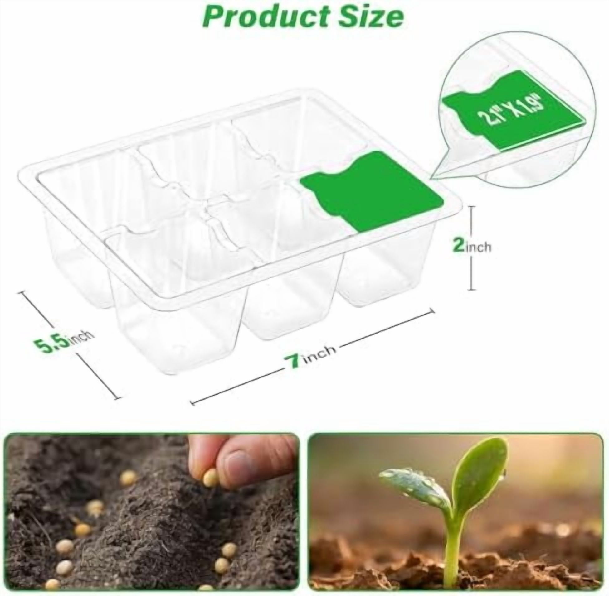 10 Packs Seed Starter Tray with Drainage Holes, Reusable & Durable, Clear for Root Monitoring, Easy to Repotted Without Root Damage, 6 Cells per Tray